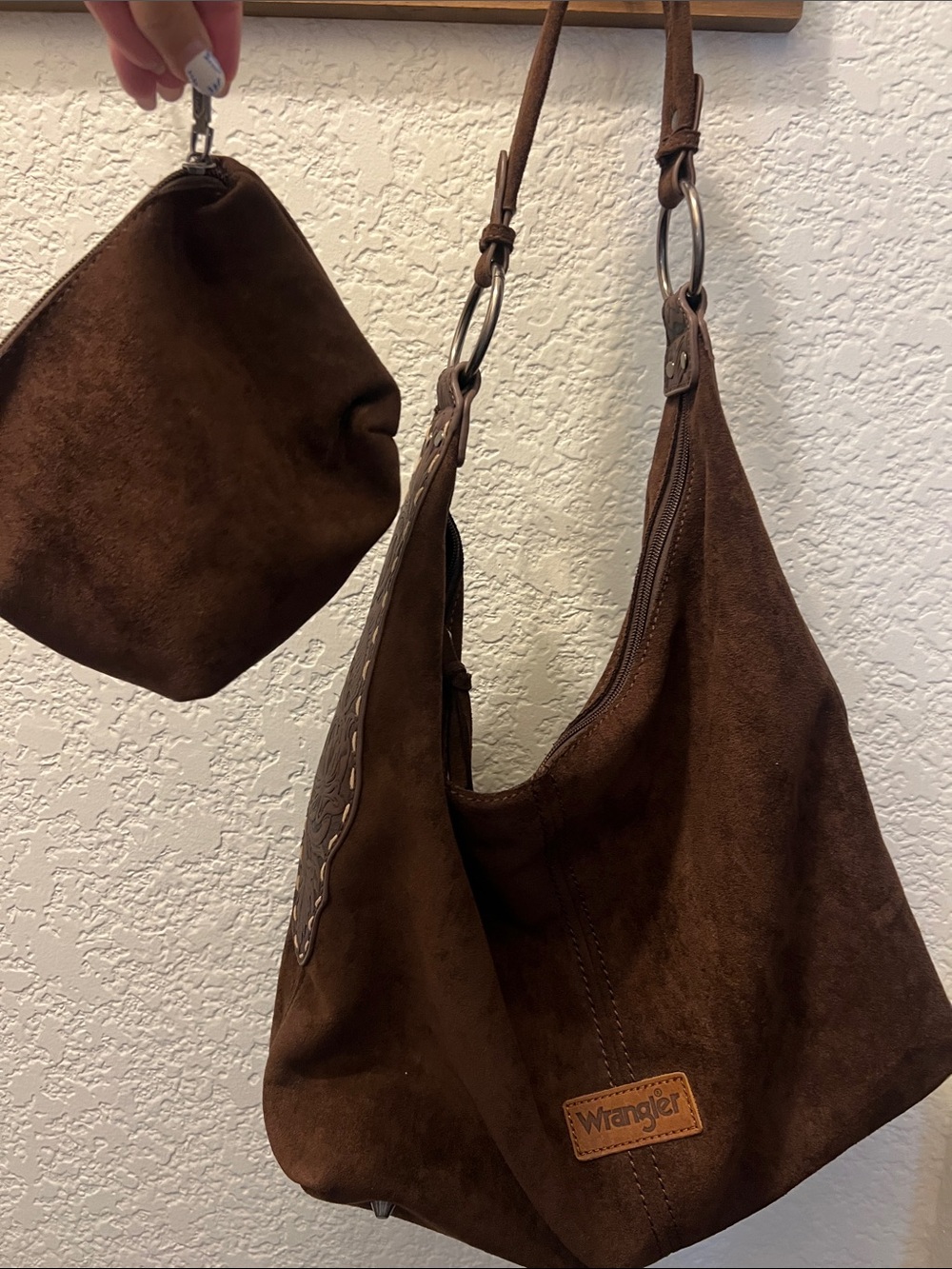 Wrangler Brown Suede Hobo with Tooled Leather Strap - Picture 3 of 14